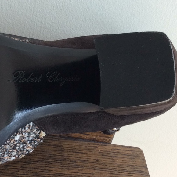 ROBERT CLERGERIE PARIS Brown Suede & Tweed Pump Heels